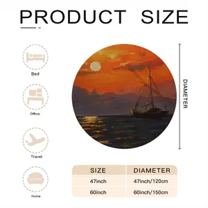 Beautiful Sunset On The Sea Flannel Blanket (Round)