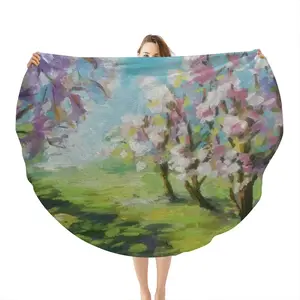 Blossoming Trees Flannel Blanket (Round)