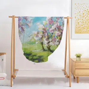 Blossoming Trees Flannel Blanket (Round)