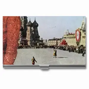 Lady In Red Square Business Card Case