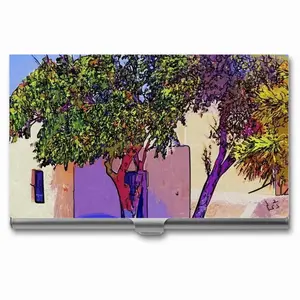 Santorini Trees In Oia Business Card Case