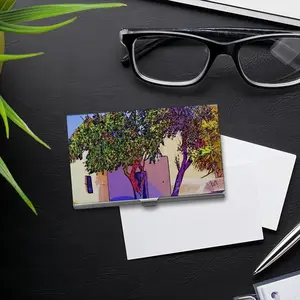 Santorini Trees In Oia Business Card Case