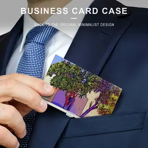 Santorini Trees In Oia Business Card Case