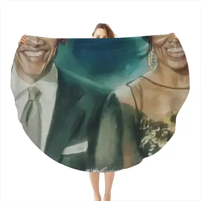 Barack & Michelle Obama Flannel Blanket (Round)