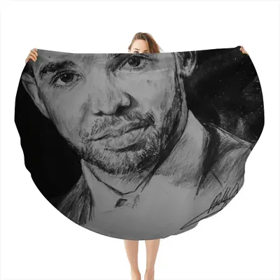 Aubrey Drake Graham Portrait Flannel Blanket (Round)