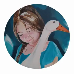 A Girl With A Goose Fridge Magnet