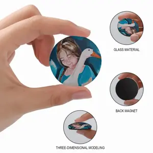 A Girl With A Goose Fridge Magnet