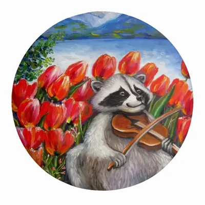 Raccoon Celebrating Spring Fridge Magnet