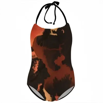 Orange Black Kids One Piece Swimsuit