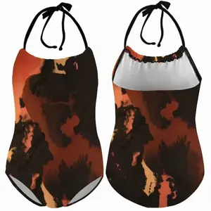 Orange Black Kids One Piece Swimsuit