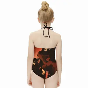 Orange Black Kids One Piece Swimsuit