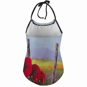 Fence Poppies Kids One Piece Swimsuit