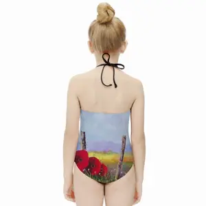 Fence Poppies Kids One Piece Swimsuit