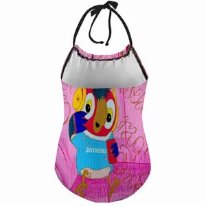 Fashionista - Bird Animals Pink Yellow Balenciaga Kids One Piece Swimsuit