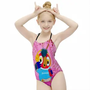 Fashionista - Bird Animals Pink Yellow Balenciaga Kids One Piece Swimsuit