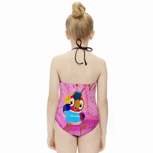 Fashionista - Bird Animals Pink Yellow Balenciaga Kids One Piece Swimsuit