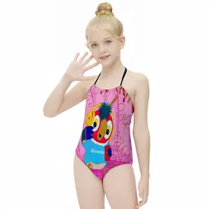 Fashionista - Bird Animals Pink Yellow Balenciaga Kids One Piece Swimsuit