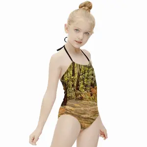 Famous Forest Trail Impasto Kids One Piece Swimsuit