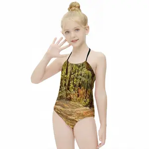 Famous Forest Trail Impasto Kids One Piece Swimsuit