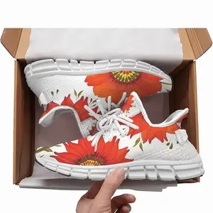 Men Three Red Flowers Woven Training Shoes