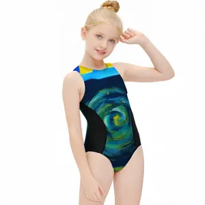 Greek Turbula Kids One Piece Swimsuit (Black)