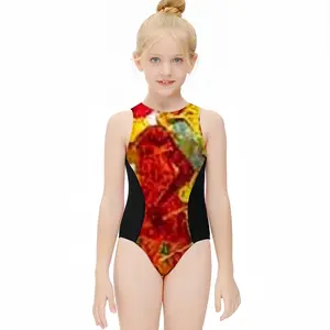 73 Fragment A Kids One Piece Swimsuit (Black)