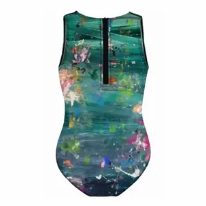 Waves #1 Kids One Piece Swimsuit (Black)