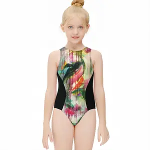 Orchids Kids One Piece Swimsuit (Black)