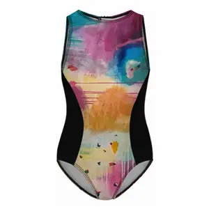 Summer #4 Kids One Piece Swimsuit (Black)