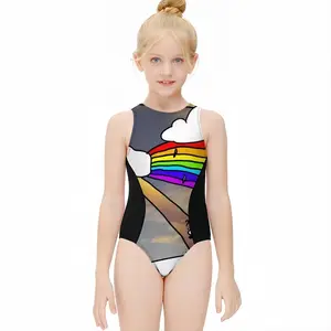 Rainbow 1 Kids One Piece Swimsuit (Black)