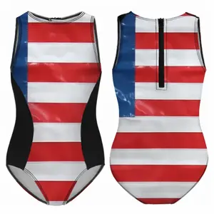 Pubic Flag United States Kids One Piece Swimsuit (Black)