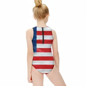 Pubic Flag United States Kids One Piece Swimsuit (Black)