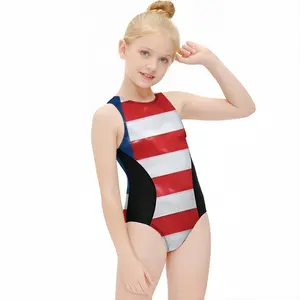 Pubic Flag United States Kids One Piece Swimsuit (Black)