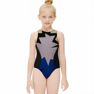 Blue Scarf Kids One Piece Swimsuit (Black)