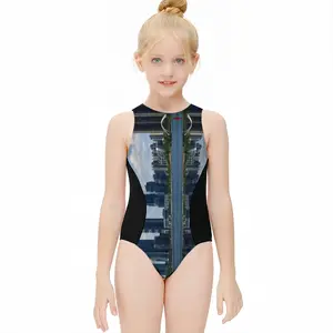 Sword In The Cloud Kids One Piece Swimsuit (Black)