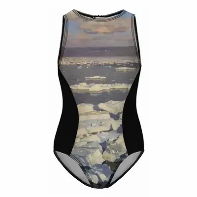 Ice Drift On The Oka Kids One Piece Swimsuit (Black)