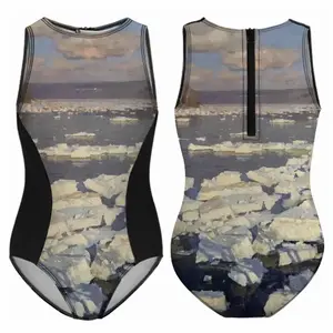 Ice Drift On The Oka Kids One Piece Swimsuit (Black)