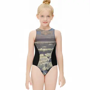 Ice Drift On The Oka Kids One Piece Swimsuit (Black)