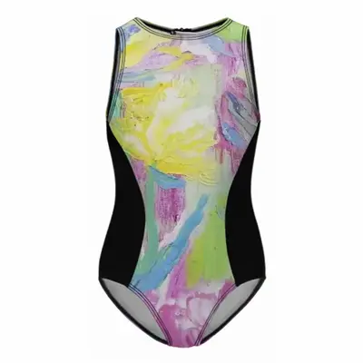 Tulips-2 Kids One Piece Swimsuit (Black)