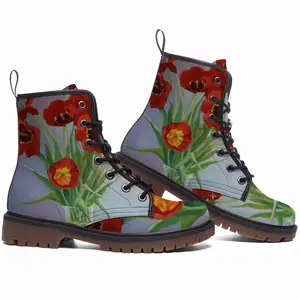 Men Tulips Leather Work Boots