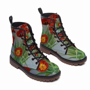 Men Tulips Leather Work Boots