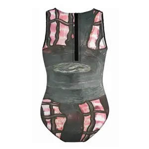 Black Web Kids One Piece Swimsuit (Black)