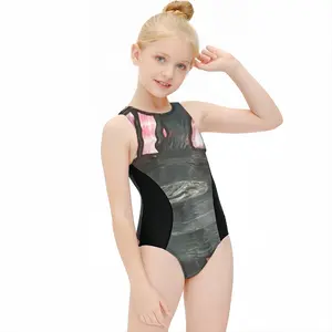 Black Web Kids One Piece Swimsuit (Black)