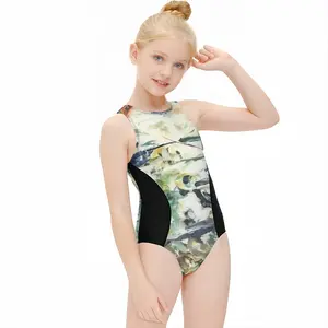 Obverse Kids One Piece Swimsuit (Black)