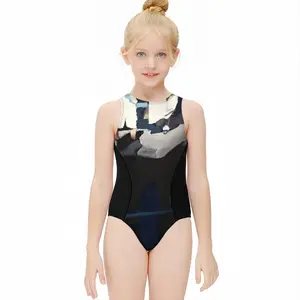 Black Kids One Piece Swimsuit (Black)