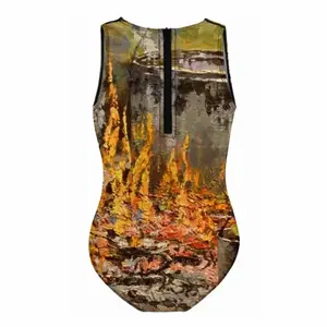 Fire Cooking Still Life Impressionism Kids One Piece Swimsuit (Black)