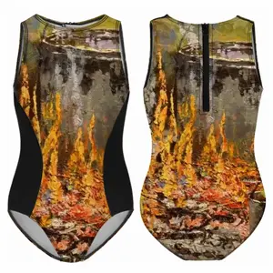 Fire Cooking Still Life Impressionism Kids One Piece Swimsuit (Black)