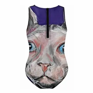 Bald Cat Kids One Piece Swimsuit (Black)