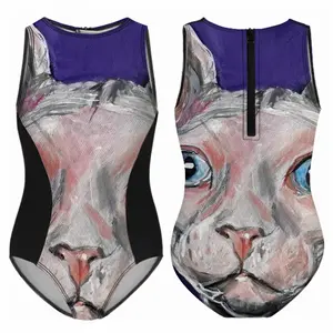 Bald Cat Kids One Piece Swimsuit (Black)