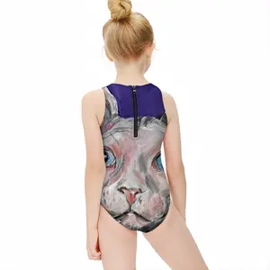 Bald Cat Kids One Piece Swimsuit (Black)